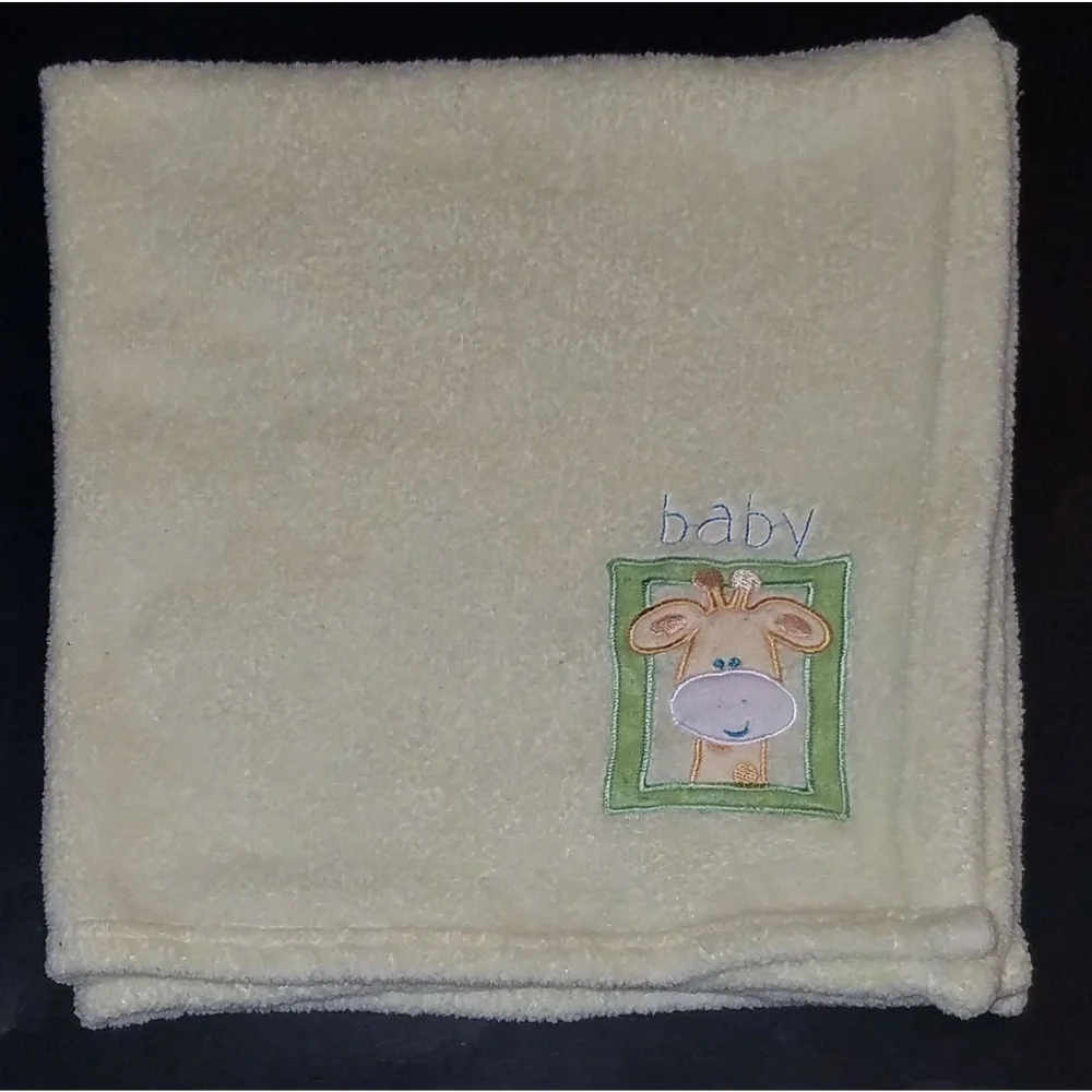 Estex Yellow Giraffe Baby Blanket Security Lovey Fleece Green 28
